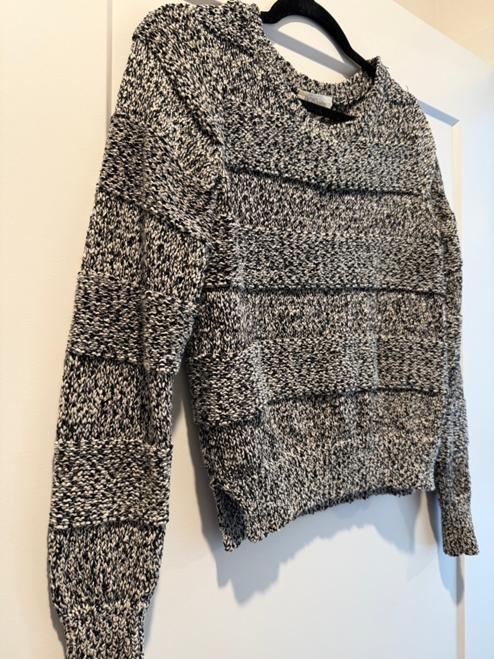 BCBGeneration Black & White Marled Crewneck Sweater - Picture 2 of 3